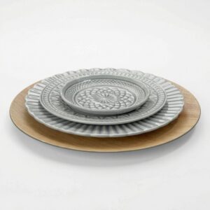Set de Vajilla Gris Relieve (3 platos)