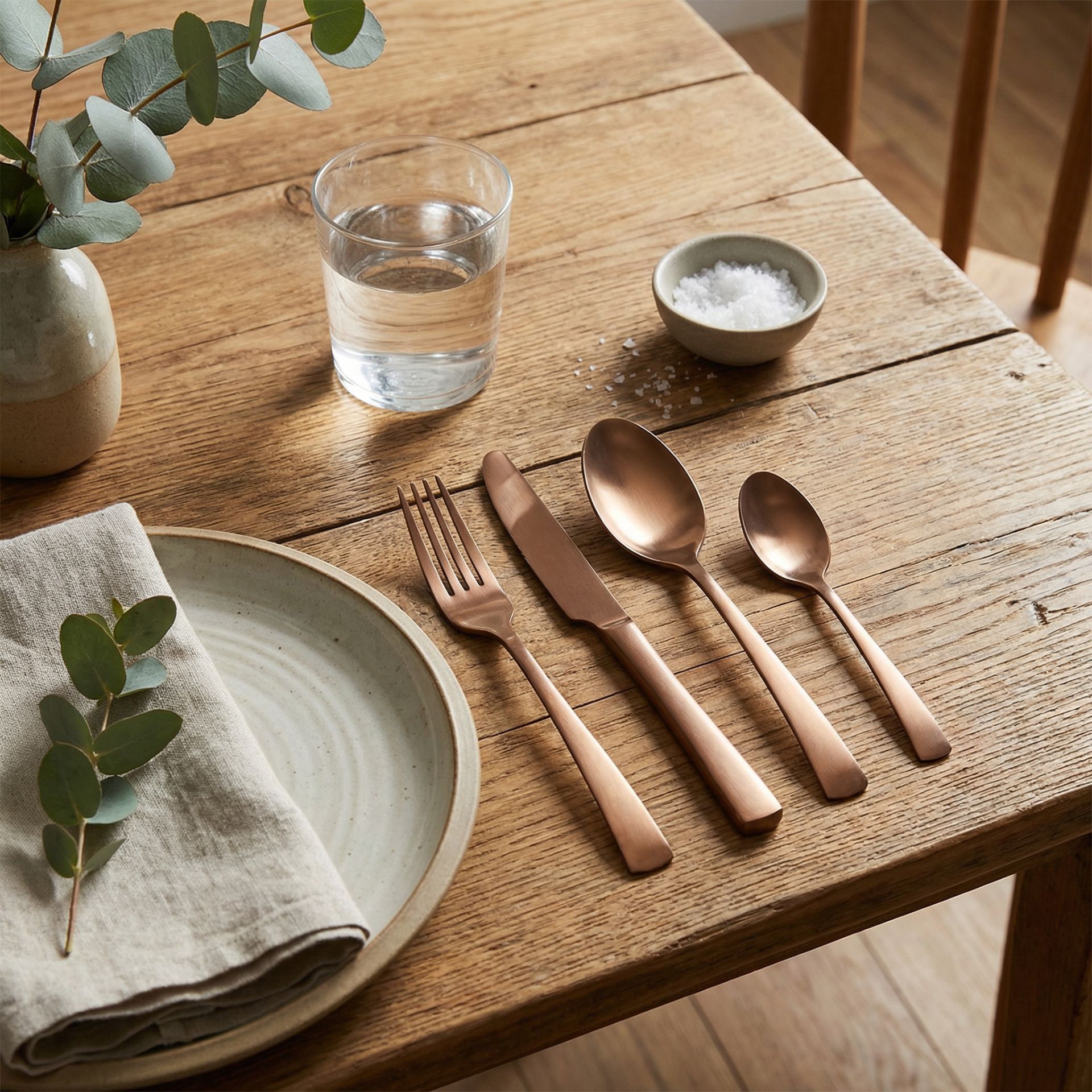 Cubertería Acabado Cobre Cepillado - Set 4 piezas - Imagen 2